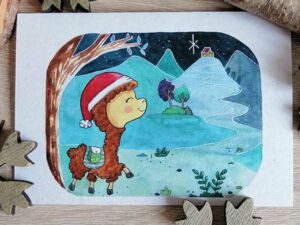 Weihnachtskarte Lama aus Gran Sabana